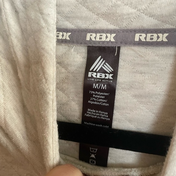 RBX Cream Quilted Athletic Pullover Hoodie Sweatshirt - Picture 2 of 2